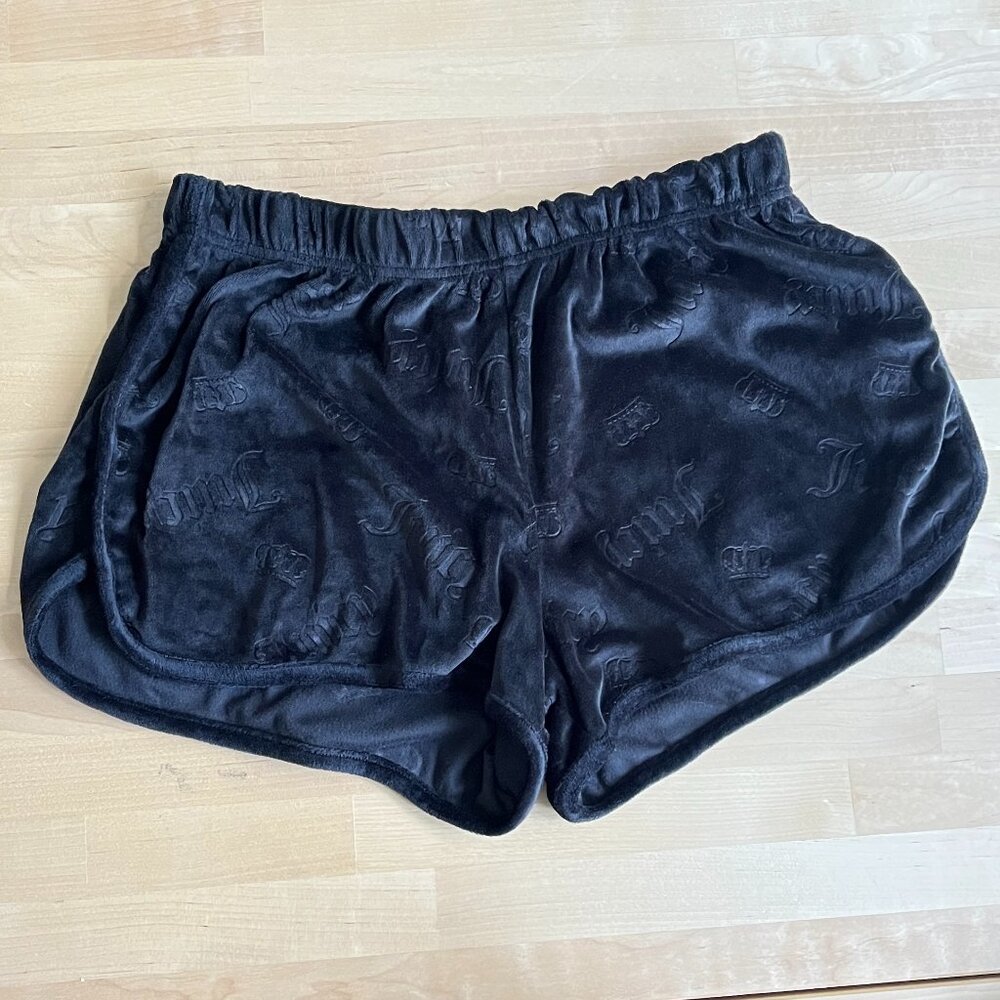Juicy Couture Women’s Velour Logo Shorts Black Size Medium
